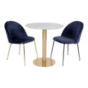 OKRĄGŁY STÓŁ GLAMOUR, ZŁOTY, BIAŁY MARMUR, DO SALONU, 70 CM, ELEGANCKI