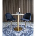 OKRĄGŁY STÓŁ GLAMOUR, ZŁOTY, BIAŁY MARMUR, DO SALONU, 70 CM, ELEGANCKI