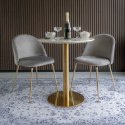 OKRĄGŁY STÓŁ GLAMOUR, ZŁOTY, BIAŁY MARMUR, DO SALONU, 70 CM, ELEGANCKI