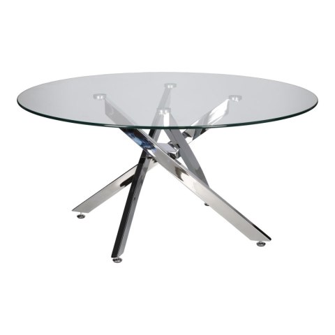 NOWOCZESNY SZKLANY STOLIK KAWOWY GLAMOUR, OKRĄGŁY, CHROMOWANY METAL, 90 CM NOWOCZESNY SZKLANY STOLIK KAWOWY GLAMOUR, OKRĄGŁY, CHROMOWANY METAL, 90 CM