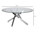 NOWOCZESNY SZKLANY STOLIK KAWOWY GLAMOUR, OKRĄGŁY, CHROMOWANY METAL, 90 CM