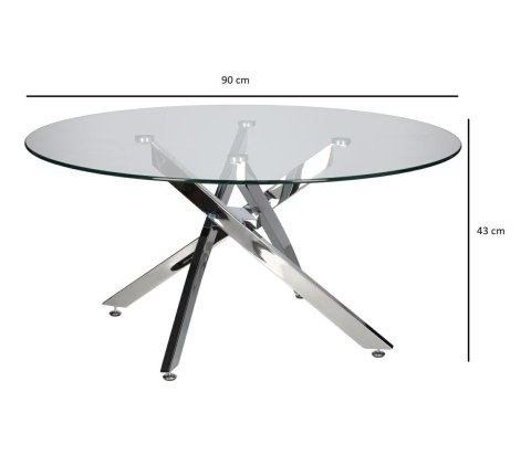 NOWOCZESNY SZKLANY STOLIK KAWOWY GLAMOUR, OKRĄGŁY, CHROMOWANY METAL, 90 CM NOWOCZESNY SZKLANY STOLIK KAWOWY GLAMOUR, OKRĄGŁY, CHROMOWANY METAL, 90 CM