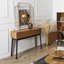 KONSOLA RETRO LOFT, JODEŁKA, DĄB, CZARNE NOGI, 2 SZUFLADY, DO SALONU