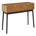 KONSOLA RETRO LOFT, JODEŁKA, DĄB, CZARNE NOGI, 2 SZUFLADY, DO SALONU