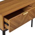 KONSOLA RETRO LOFT, JODEŁKA, DĄB, CZARNE NOGI, 2 SZUFLADY, DO SALONU