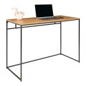 INDUSTRIALNE BIURKO LOFT, CZARNY METAL, DĘBOWY BLAT, 100 CM, KOMPUTEROWE