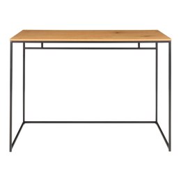 INDUSTRIALNE BIURKO LOFT, CZARNY METAL, DĘBOWY BLAT, 100 CM, KOMPUTEROWE