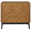 SKANDYNAWSKA KOMODA RETRO, JODEŁKA, 3 SZUFLADY, DĄB, DO SALONU, 90 CM