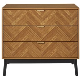 SKANDYNAWSKA KOMODA RETRO, JODEŁKA, 3 SZUFLADY, DĄB, DO SALONU, 90 CM