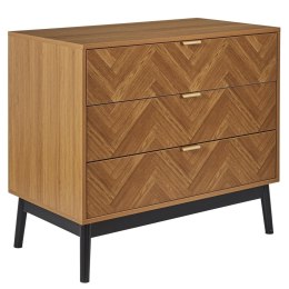 SKANDYNAWSKA KOMODA RETRO, JODEŁKA, 3 SZUFLADY, DĄB, DO SALONU, 90 CM