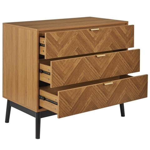 SKANDYNAWSKA KOMODA RETRO, JODEŁKA, 3 SZUFLADY, DĄB, DO SALONU, 90 CM SKANDYNAWSKA KOMODA RETRO, JODEŁKA, 3 SZUFLADY, DĄB, DO SALONU, 90 CM