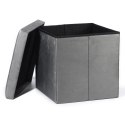 Pufa składana L z guzikami - 38x38x38cm aksamit szara x 8