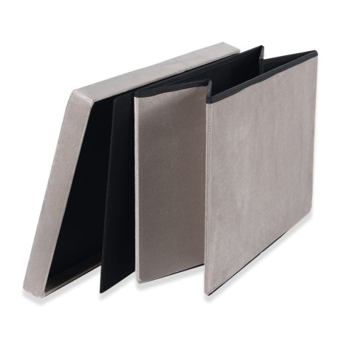 Pufa składana XL z guzikami - 60x38x38cm aksamit beż x 4 Pufa składana XL z guzikami - 60x38x38cm aksamit beż x 4