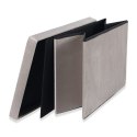 Pufa składana XL z guzikami - 60x38x38cm aksamit beż