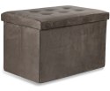 Pufa składana XL z guzikami - 60x38x38cm aksamit brąz x 4