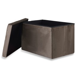 Pufa składana XL z guzikami - 60x38x38cm aksamit brąz x 4