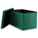 Pufa składana XL z guzikami - 60x38x38cm aksamit zielona x 4