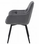 OBROTOWE CIEMNE SZARE KRZESŁO MALIA Z PODŁOKIETNIKAMI, TAPICEROWANE GLAMOUR