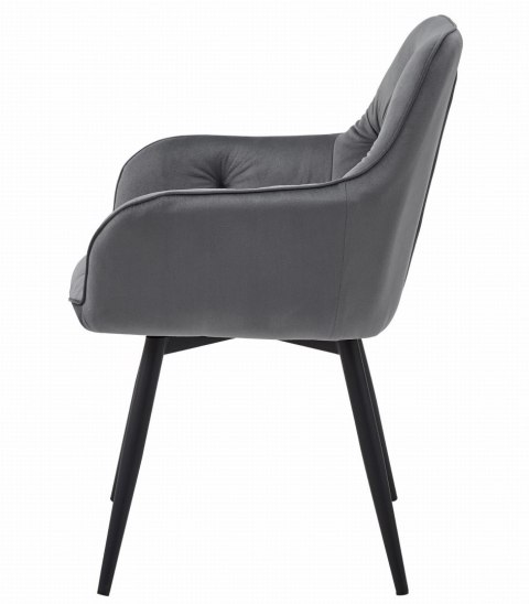 OBROTOWE CIEMNE SZARE KRZESŁO MALIA Z PODŁOKIETNIKAMI, TAPICEROWANE GLAMOUR