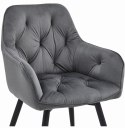OBROTOWE CIEMNE SZARE KRZESŁO MALIA Z PODŁOKIETNIKAMI, TAPICEROWANE GLAMOUR