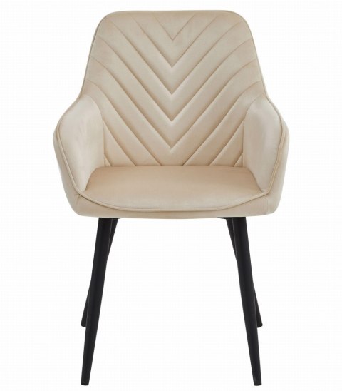 KRZESŁO TAMARA BEŻOWE, TAPICEROWANE, DO JADALNI, Z PODŁOKIETNIKAMI, GLAMOUR