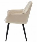 KRZESŁO TAMARA BEŻOWE, TAPICEROWANE, DO JADALNI, Z PODŁOKIETNIKAMI, GLAMOUR