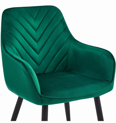 KRZESŁO TAMARA ZIELONE, TAPICEROWANE DO JADALNI, Z PODŁOKIETNIKAMI, GLAMOUR