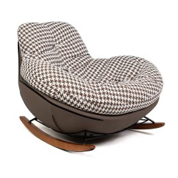 WYGODNY FOTEL BUJANY RETRO, PEPITKA, BRĄZOWY, DO SALONU, WYPOCZYNKOWY