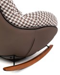 WYGODNY FOTEL BUJANY RETRO, PEPITKA, BRĄZOWY, DO SALONU, WYPOCZYNKOWY