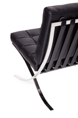 SOFA BARCELON PRESTIGE, CZARNA WŁOSKA SKÓRA NATURALNA, CHROMOWANA STAL, 150
