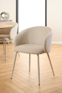 TAPICEROWANE BEŻOWE KRZESŁO VELIA GLAMOUR, DO JADALNI, SALONU, ELEGACKIE