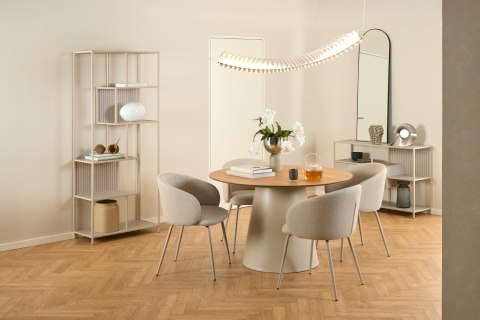 TAPICEROWANE BEŻOWE KRZESŁO VELIA GLAMOUR, DO JADALNI, SALONU, ELEGACKIE