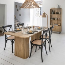 RUSTYKALNE KRZESŁO VINTAGE, DREWNO, CZARNE, RATTAN, ELEGANCKIE, DO JADALNI