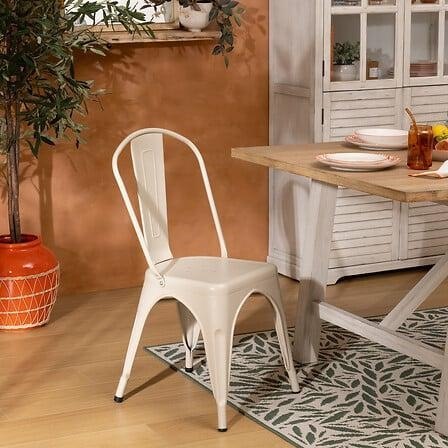 INDUSTRIALNE METALOWE BEŻOWE KRZESŁO, LOFT, DO KUCHNI, DO JADALNI, SALONU