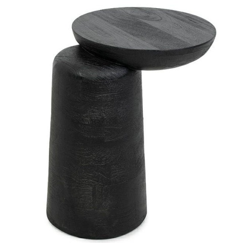 NOWOCZESY CZARNY STOLIK DO SALONU, ASYMETRYCZNY, LITE DREWNO, BLAT 35 CM NOWOCZESY CZARNY STOLIK DO SALONU, ASYMETRYCZNY, LITE DREWNO, BLAT 35 CM