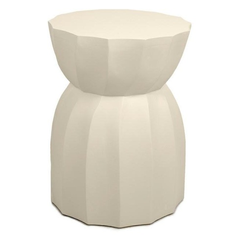 ELEGANCKI OKRĄGŁY STOLIK GLAMOUR - IVORY, BEŻOWY, DREWNO, DO SALONU, 35 CM