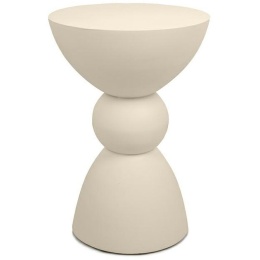 OKRĄGŁY BEŻOWY STOLIK KAWOWY, DO SALONU, MAŁY, ELEGANCKI, GLAMOUR, 35 CM