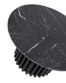OKRĄGŁY CZARNY STOLIK KAWOWY, MARMUROWY - ARGENTINE, DO SALONU, 75 CM