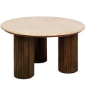 OKRĄGŁY STOLIK KAWOWY PANAMA, MARMUROWY BLAT, LITE DREWNO, DO SALONU, 70 CM