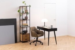 CZARNY REGAŁ DENMARK, DĄB, MDF, NA KSIĄŻKI, 180 CM, 5 PÓŁEK, 2 SZUFLADY