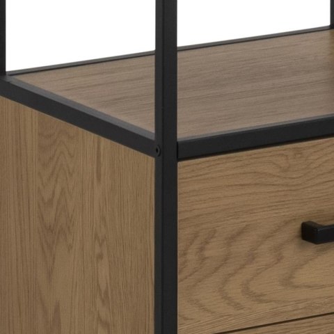 CZARNY REGAŁ DENMARK, DĄB, MDF, NA KSIĄŻKI, 180 CM, 5 PÓŁEK, 2 SZUFLADY CZARNY REGAŁ DENMARK, DĄB, MDF, NA KSIĄŻKI, 180 CM, 5 PÓŁEK, 2 SZUFLADY