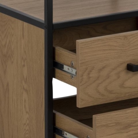 CZARNY REGAŁ DENMARK, DĄB, MDF, NA KSIĄŻKI, 180 CM, 5 PÓŁEK, 2 SZUFLADY CZARNY REGAŁ DENMARK, DĄB, MDF, NA KSIĄŻKI, 180 CM, 5 PÓŁEK, 2 SZUFLADY