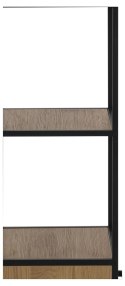 CZARNY REGAŁ DENMARK, DĄB, MDF, NA KSIĄŻKI, 180 CM, 5 PÓŁEK, 2 SZUFLADY