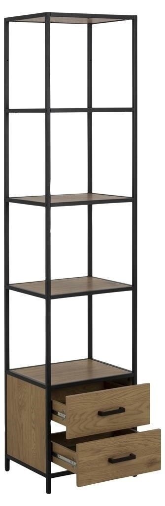 CZARNY REGAŁ DENMARK, DĄB, MDF, NA KSIĄŻKI, 180 CM, 5 PÓŁEK, 2 SZUFLADY CZARNY REGAŁ DENMARK, DĄB, MDF, NA KSIĄŻKI, 180 CM, 5 PÓŁEK, 2 SZUFLADY