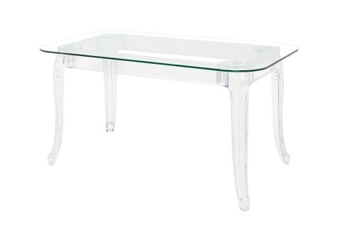 PRZEZROCZYSTY SZKLANY STÓŁ BAROKOWY, PROSTOKĄT, DO JADALNI GLAMOUR 160 CM PRZEZROCZYSTY SZKLANY STÓŁ BAROKOWY, PROSTOKĄT, DO JADALNI GLAMOUR 160 CM