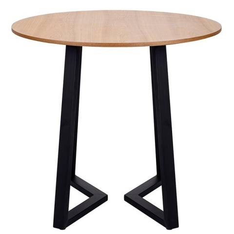 INDUSTRIALNY OKRĄGŁY STÓŁ LOFT, CZARNE METALOWE NOGI, DĘBOWY BLAT MDF 80 CM INDUSTRIALNY OKRĄGŁY STÓŁ LOFT, CZARNE METALOWE NOGI, DĘBOWY BLAT MDF 80 CM