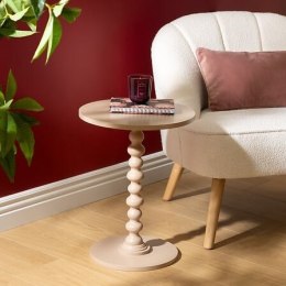 OKRĄGŁY BEŻOWY STOLIK KAWOWY DO SALONU, MAŁY, ELEGANCKI, 38 CM, KLASYCZNY