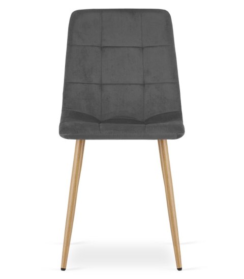 Krzesło KARA - ciemny szary aksamit / nogi kolor drewna x 1