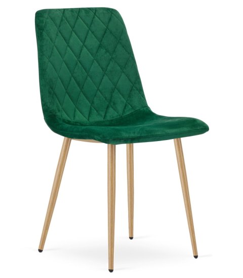 Krzesło TURIN - ciemna zieleń aksamit / nogi kolor drewna x 1
