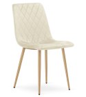 Krzesło TURIN - jasny beż aksamit / nogi kolor drewna x 1